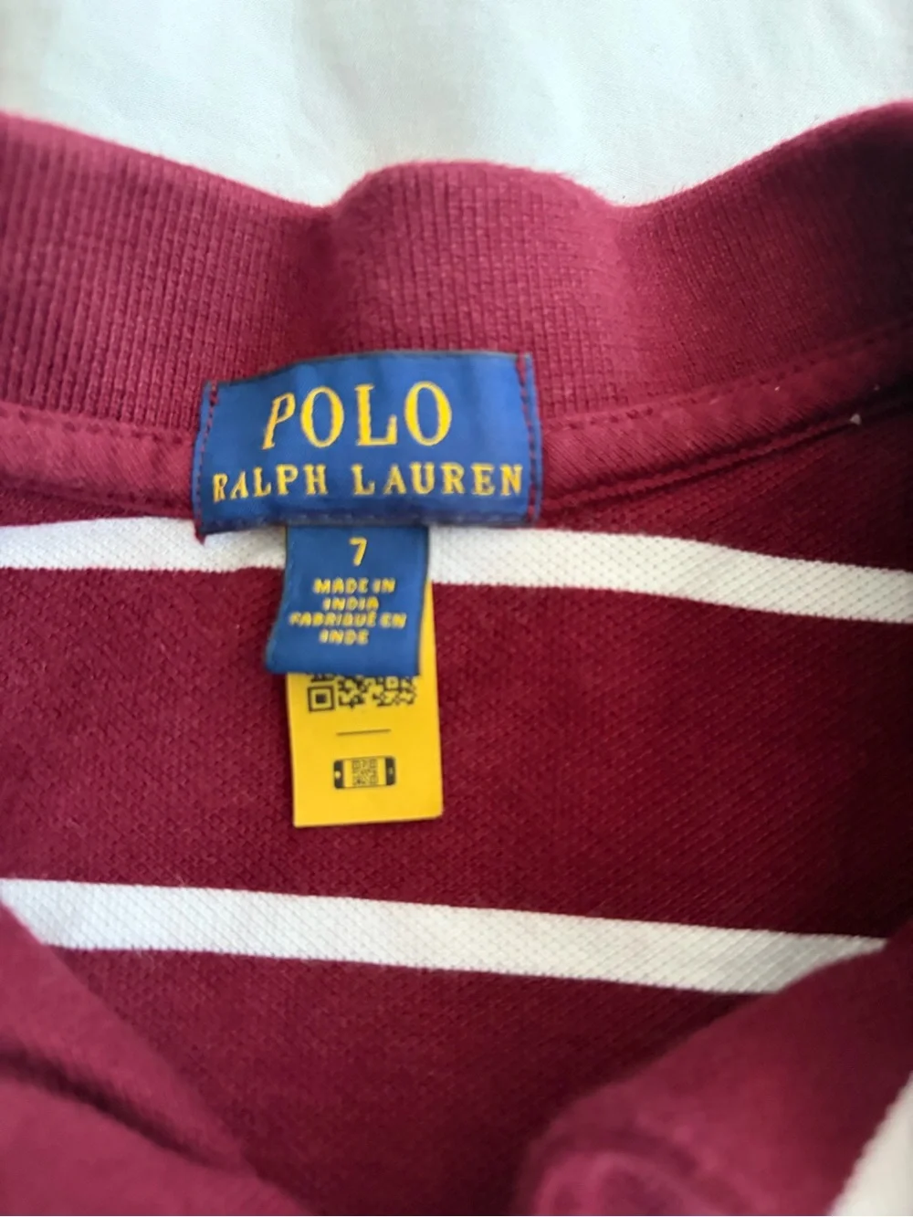 Polo by Ralph Lauren Boys' Burgundy and White Striped Polo Size 7